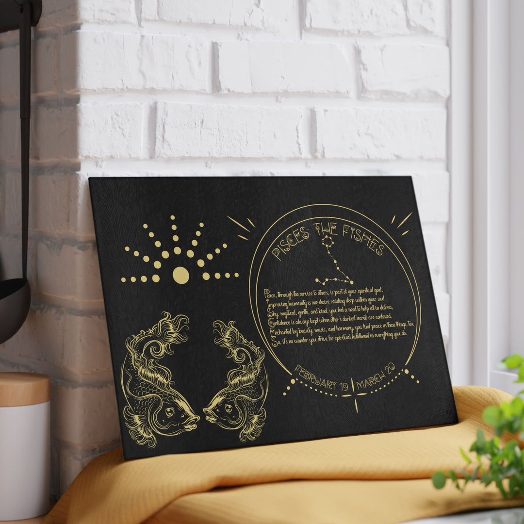 Pisces Acrostic Poem Glass Cutting Board