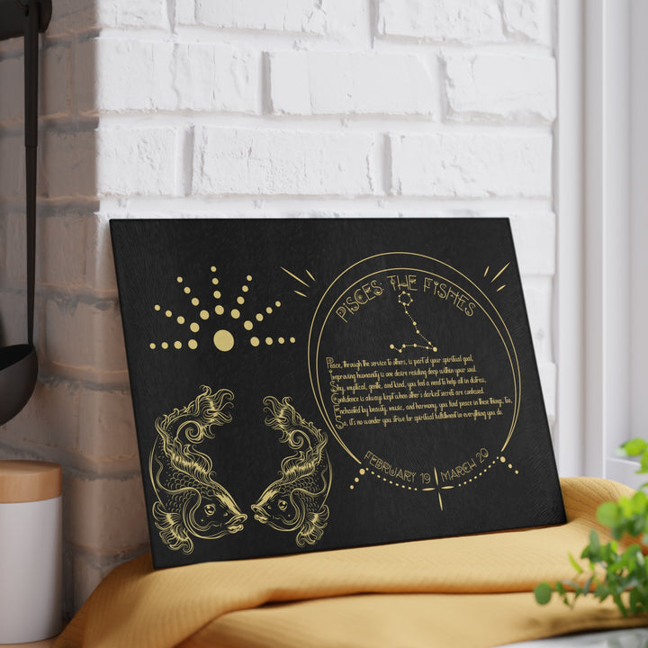 Pisces Acrostic Poem Glass Cutting Board