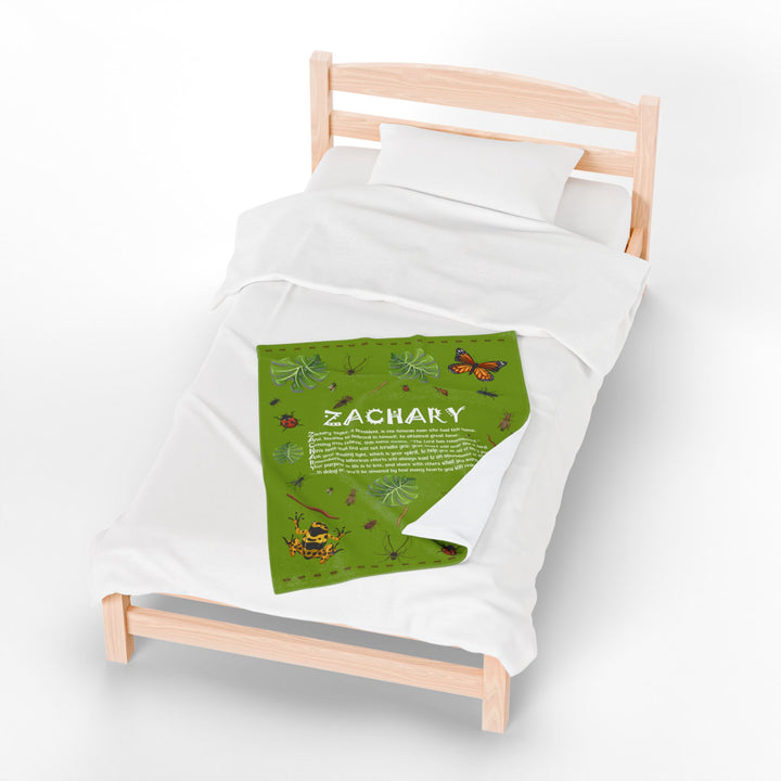 Namesakes Acrostic Poem Velveteen Plush Blanket - Bug Design