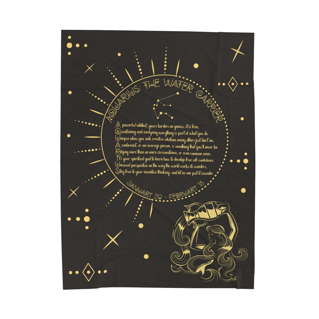 Written in the Stars Velveteen plush blanket with acrostic poem "Aquarius"