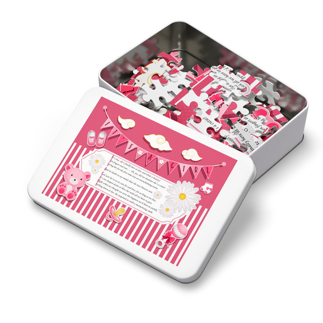 It's a Girl Acrostic Poem Puzzle - Banner and Stripes - No Personalization