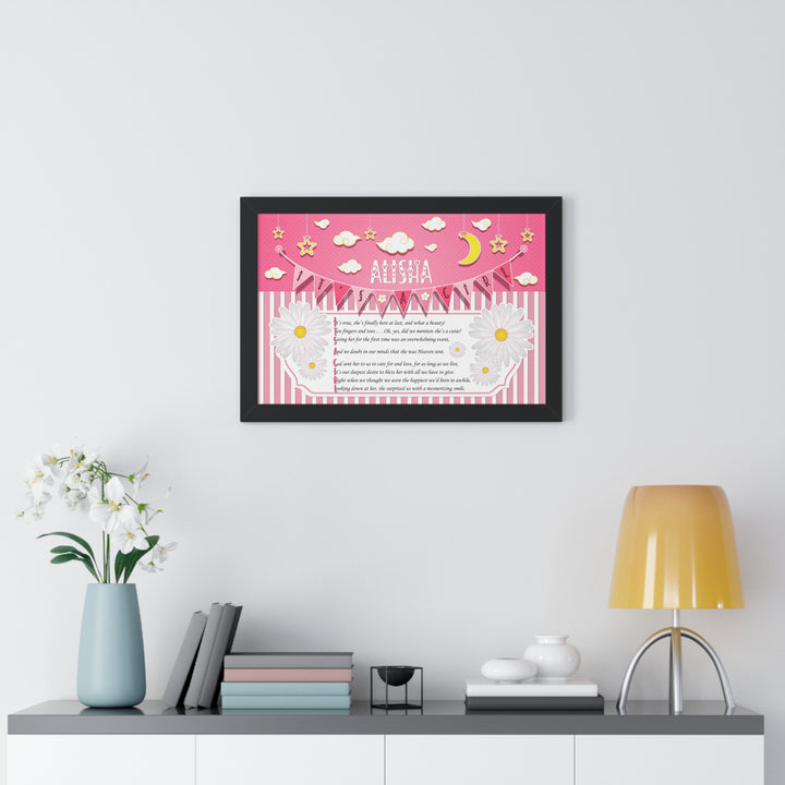 Baby Steps Framed Print Collection - Pink Stripes - "It's a Girl" Personalized