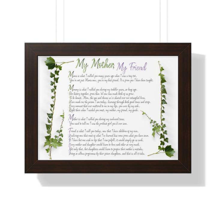 It's Just a Phrase "My Mother, My Friend" Framed Acrostic Poem Print