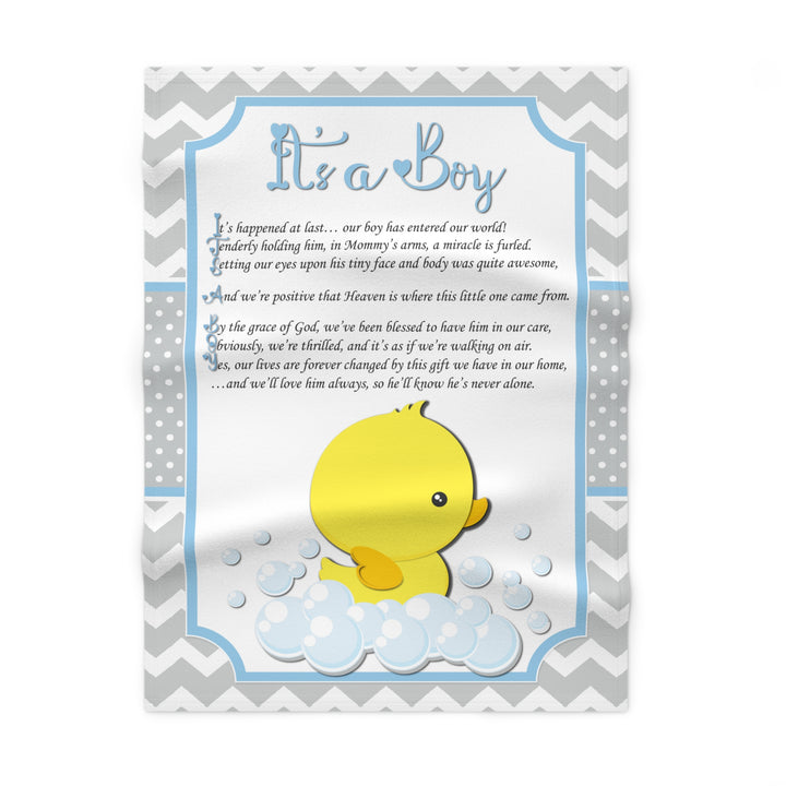 It's a Boy Acrostic Poem Baby Blanket - Ducky - No Personalization