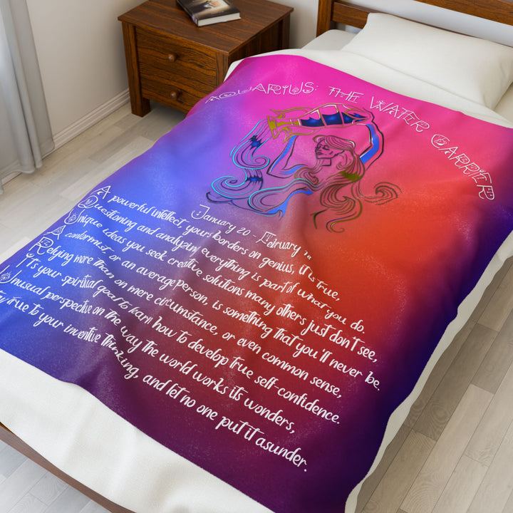 Aquarius Acrostic Poem Velveteen Plush Blanket