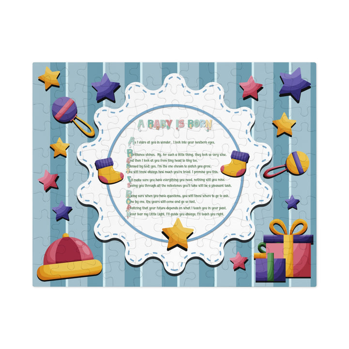 A Baby is Born Acrostic Poem Jigsaw Puzzle - Stars - Tin Box