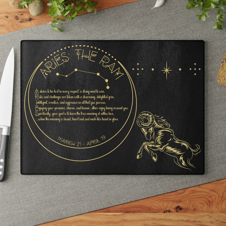 Aries Acrostic Poem Glass Cutting Board