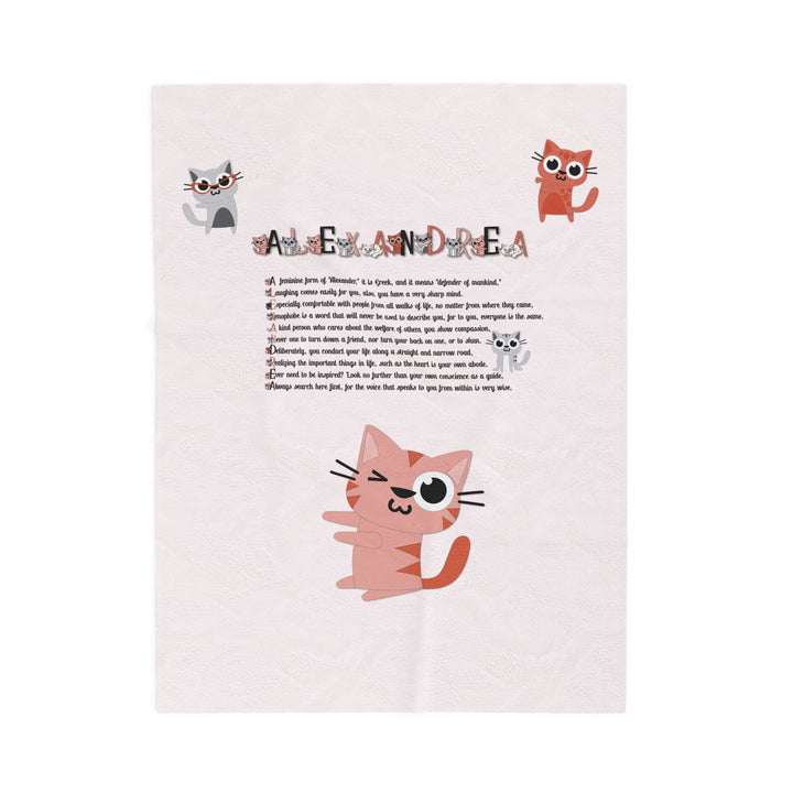 Namesakes Acrostic Poem Velveteen Plush Blanket - Kitty Design