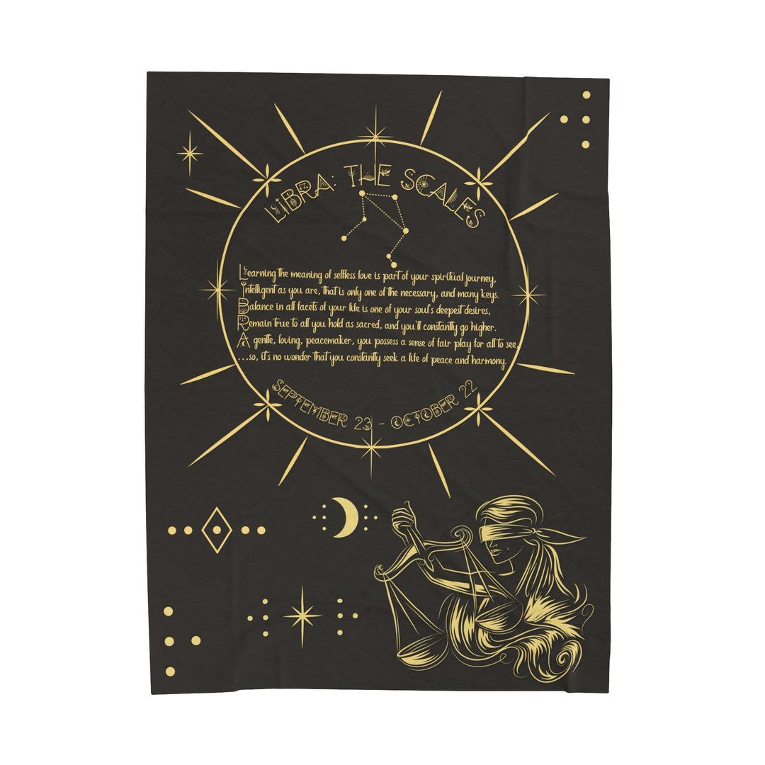 Written in the Stars Velveteen plush blanket with acrostic poem spelling out "Libra"