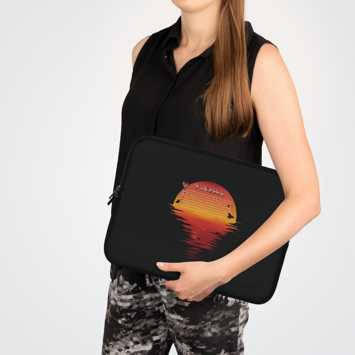Namesakes Acrostic Poem Neoprene Laptop Sleeve - Solid Black Back