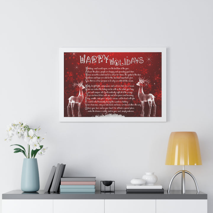 It's Just a Phrase "Happy Holidays" Framed Horizontal Acrostic Poem Poster