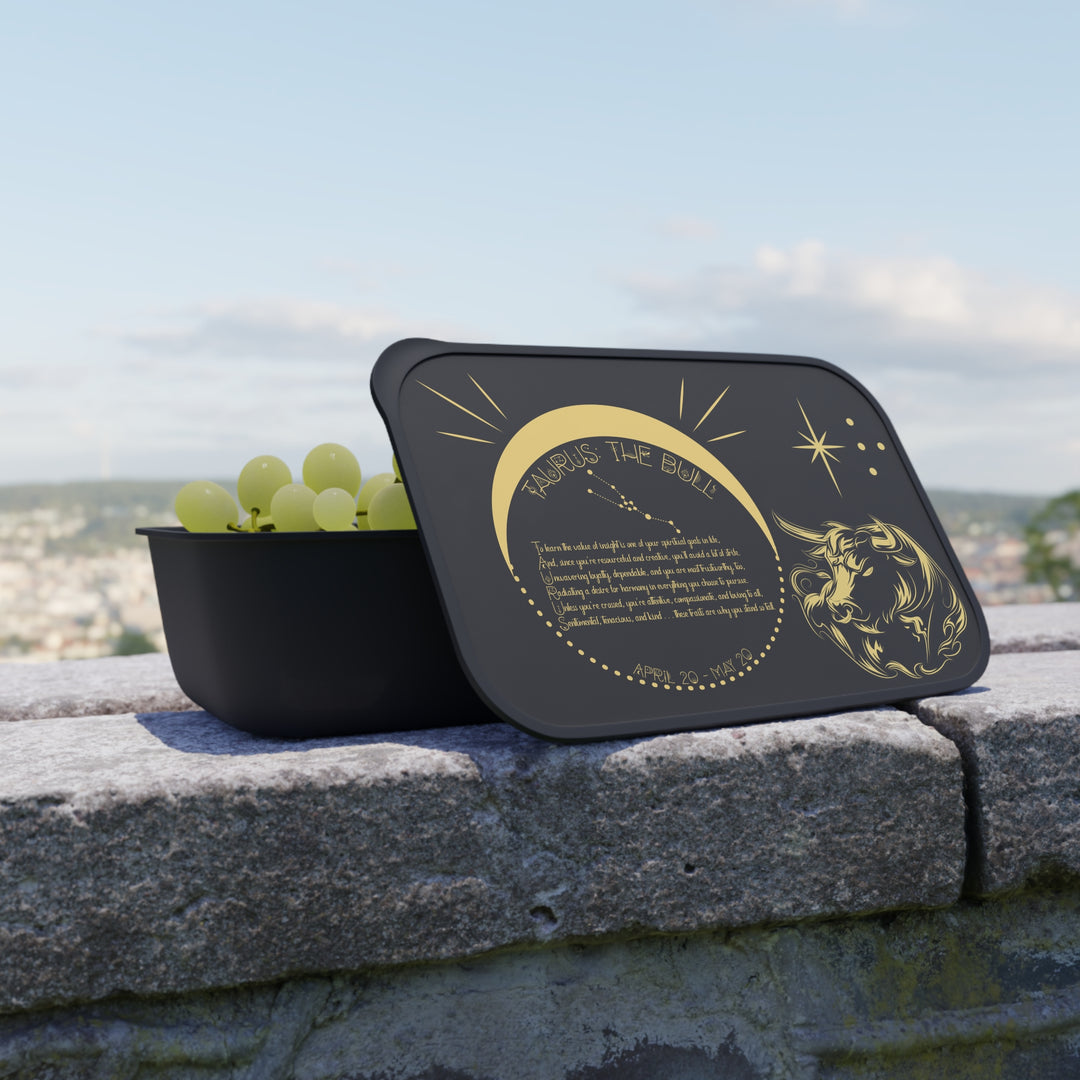 Taurus Acrostic Poem Bento Lunch Box - Black