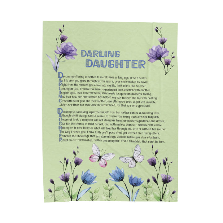 It's Just a Phrase Velveteen Plush Blanket with Acrostic Poem Spelling out "Darling Daughter" - Floral Design