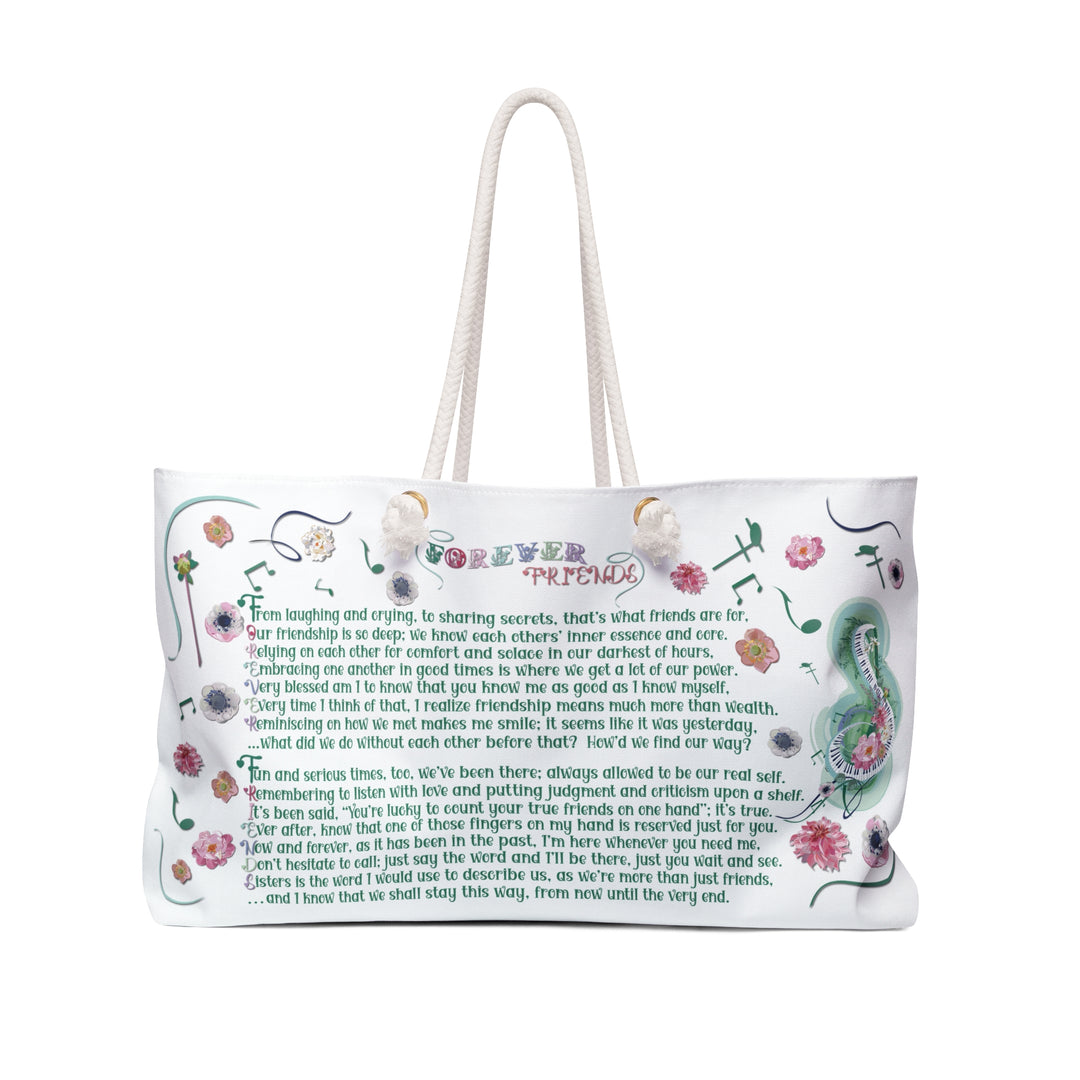 Forever Friends Acrostic Poem Weekender Tote Bag - Musical Notes-Flowers - No Personalization