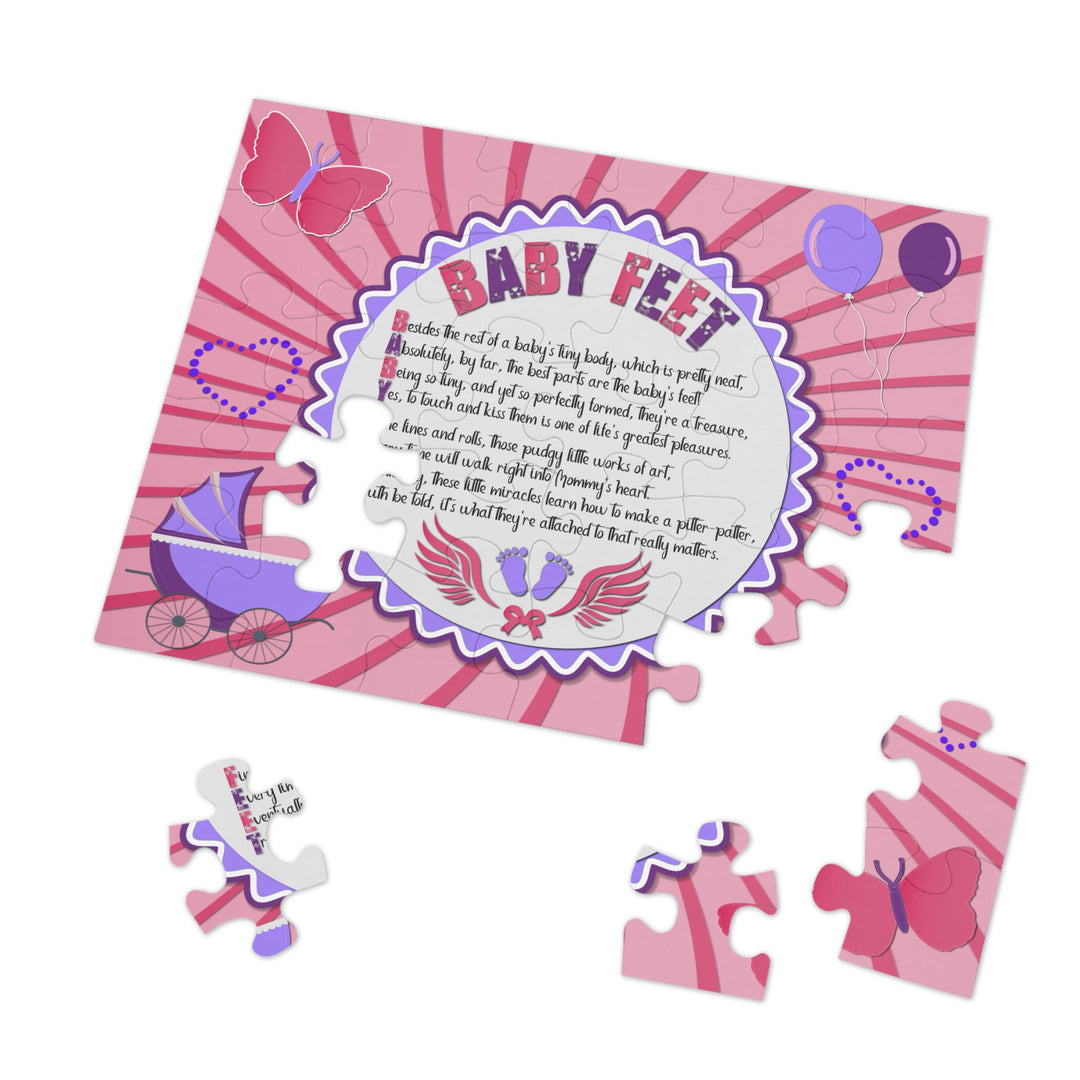 Baby Feet Acrostic Poem Puzzle - Baby feet - Pink-Wings - Tin Box