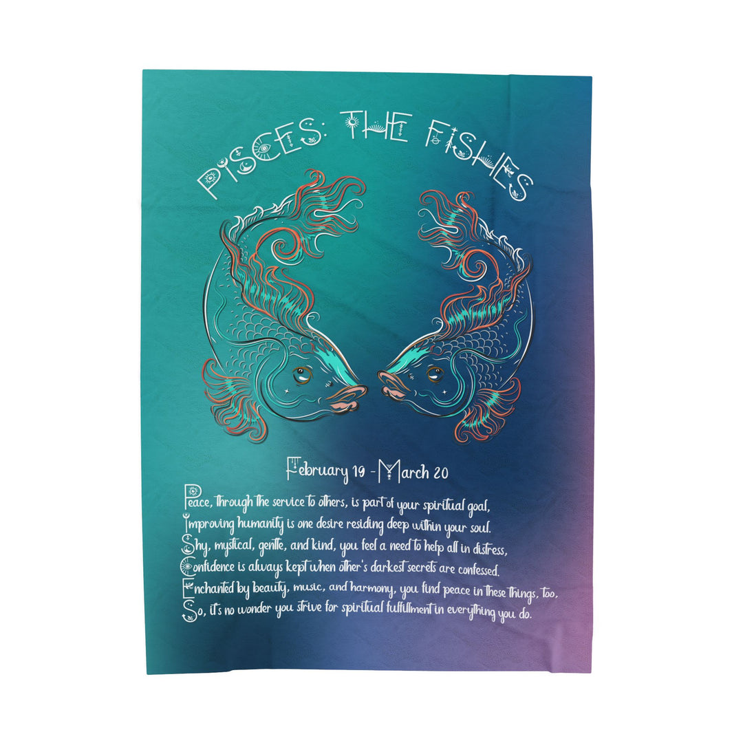 Pisces Acrostic Poem Velveteen Plush Blanket