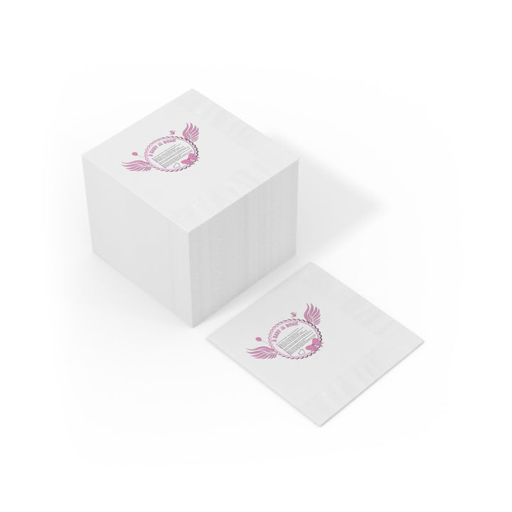 A Baby is Born Baby Shower Coined Napkins - Pink Wings - No Personalization