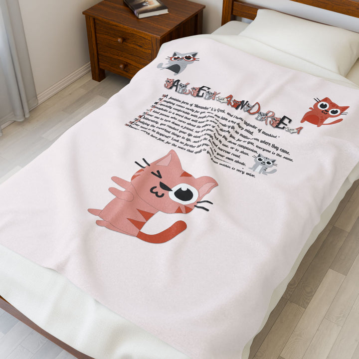 Namesakes Acrostic Poem Velveteen Plush Blanket - Kitty Design