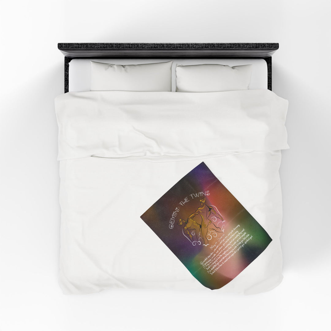 Gemini Acrostic Poem Velveteen Plush Blanket - Colored