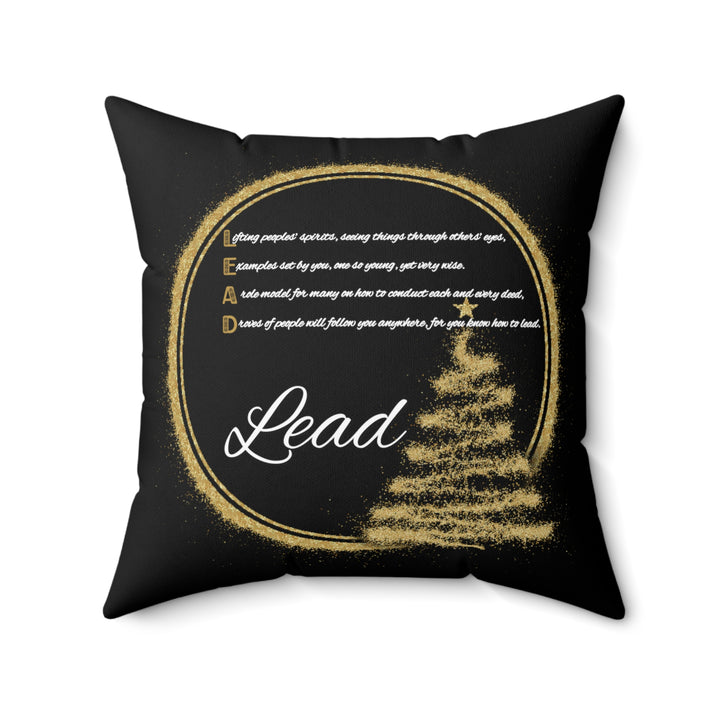 Holiday Pillow from "Learn, Lead, Believe" Collection with Acrostic Poem Spelling out "Lead" . Christmas Decor or Gift.