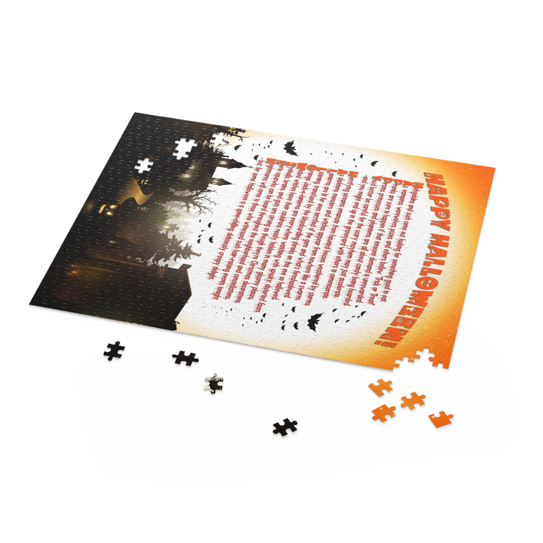 Happy Halloween Acrostic Poem Puzzle - Haunted Mansion - Cardboard Box