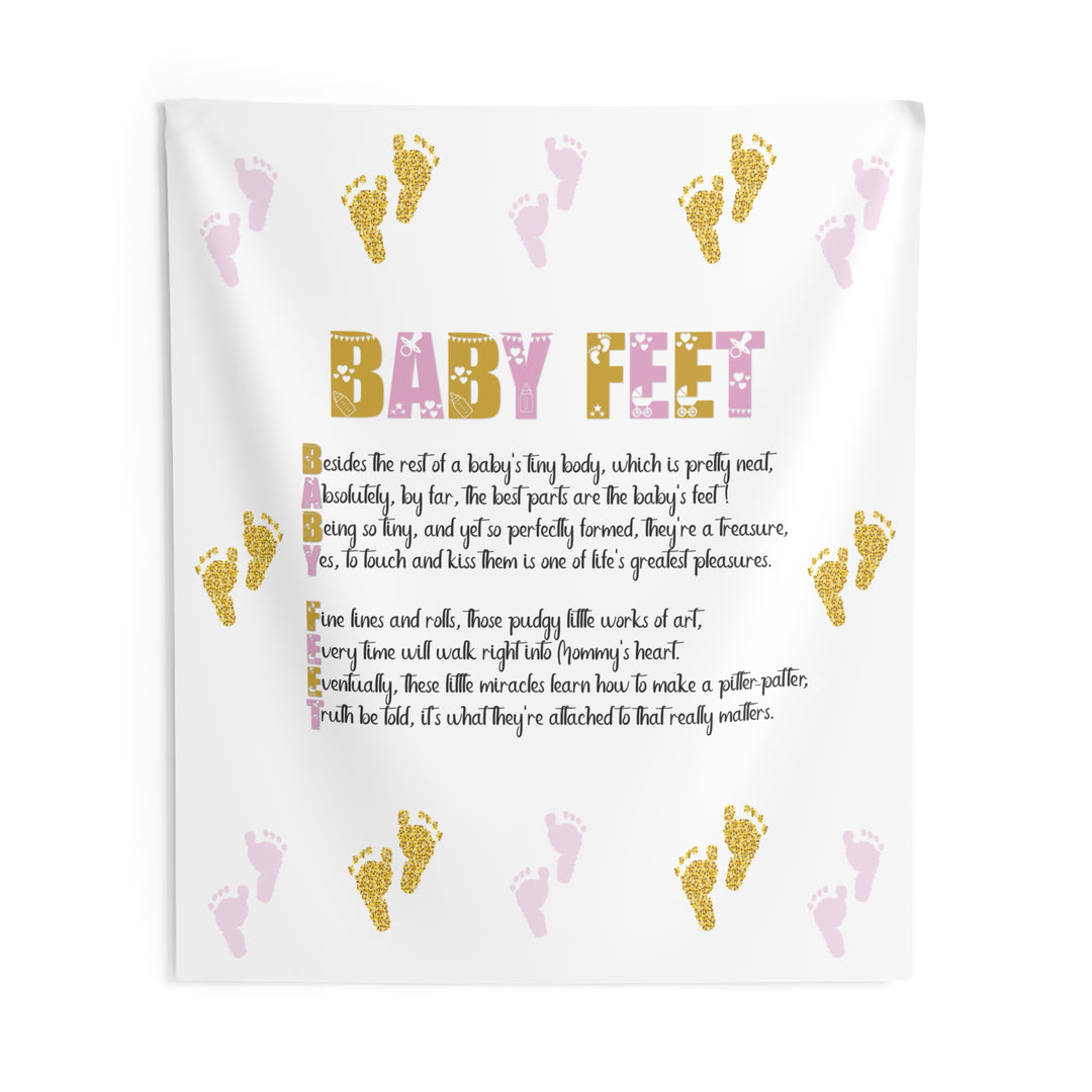 "Baby Feet" Acrostic Poem Baby Shower Backdrop - Pink and Gold - No Personalization