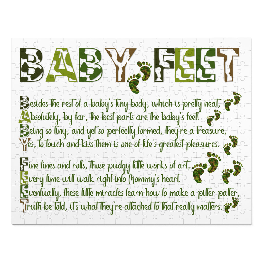 Baby Feet Acrostic Poem Jigsaw Puzzle - Camo - Tin Box - No Personalization