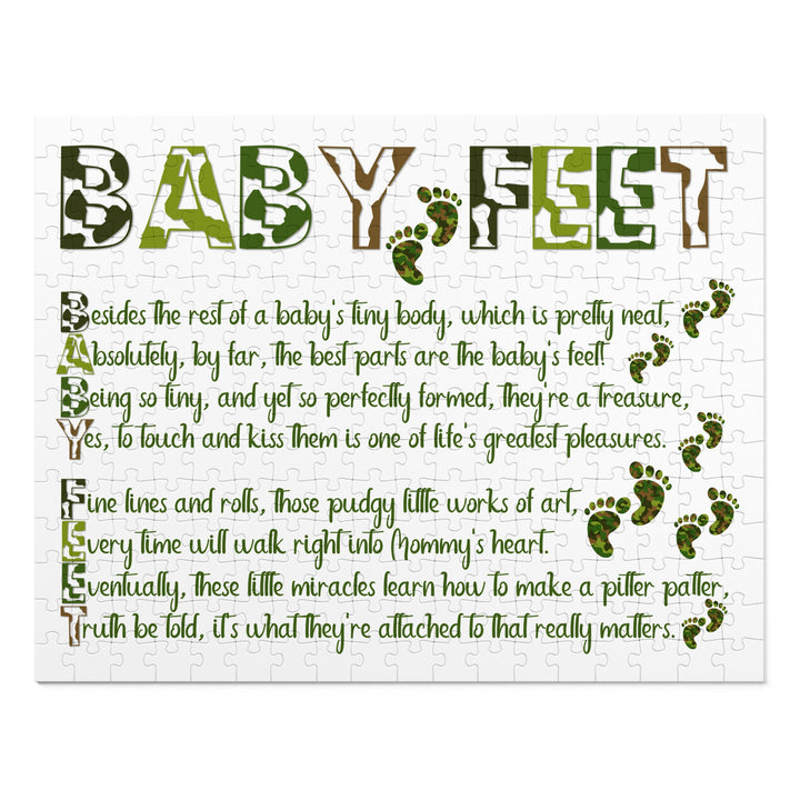 Baby Feet Acrostic Poem Jigsaw Puzzle - Camo - Tin Box - No Personalization