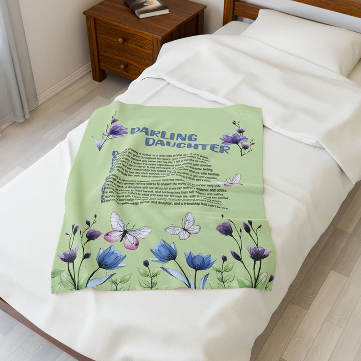 Darling Daughter Acrostic Poem Velveteen Plush Blanket - Floral Design