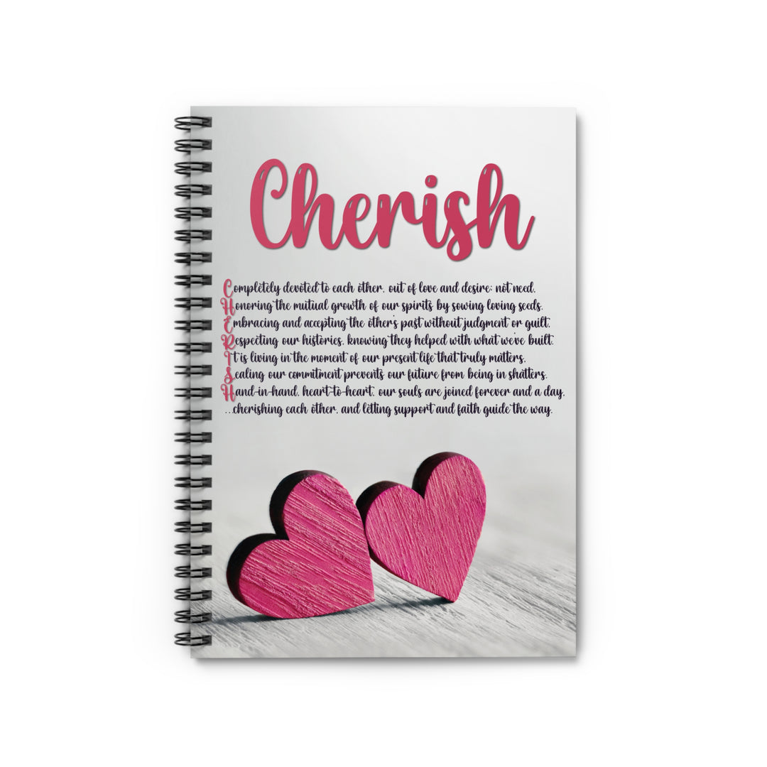 Cherish Acrostic Poem Spiral Notebook - Pink Wooden Hearts