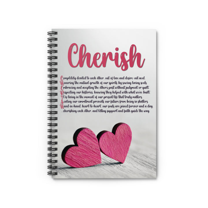 Cherish Acrostic Poem Spiral Notebook - Pink Wooden Hearts
