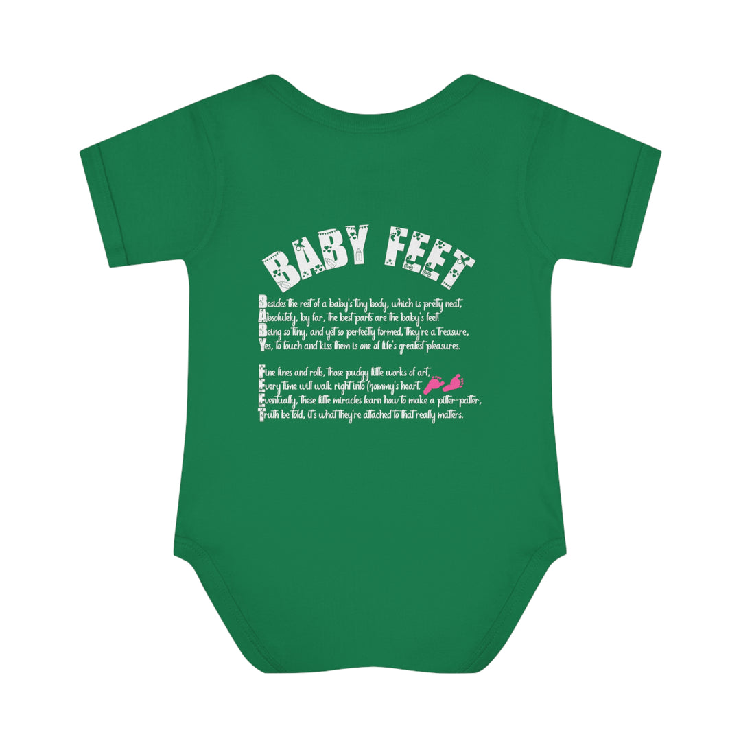 Baby Steps "Baby Feet" Acrostic Poem Bodysuit - Pink Footprints