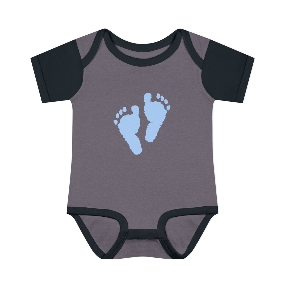 Baby Feet Acrostic Poem Baby Bodysuit - Blue Footprints