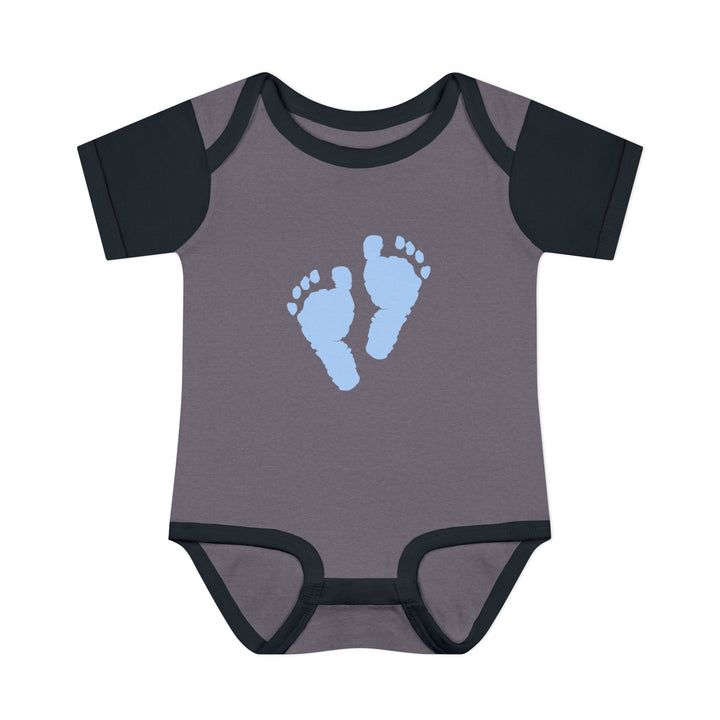 Baby Feet Acrostic Poem Baby Bodysuit - Blue Footprints