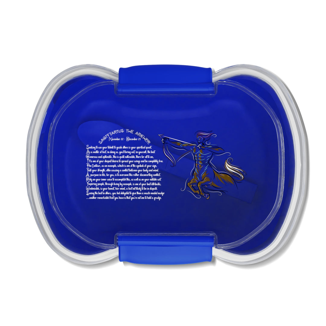 Sagittarius Acrostic Poem Bento Lunch Box - Blue