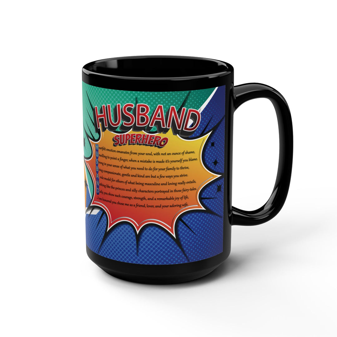 "Husband" Acrostic Poem Black Mug - 15oz