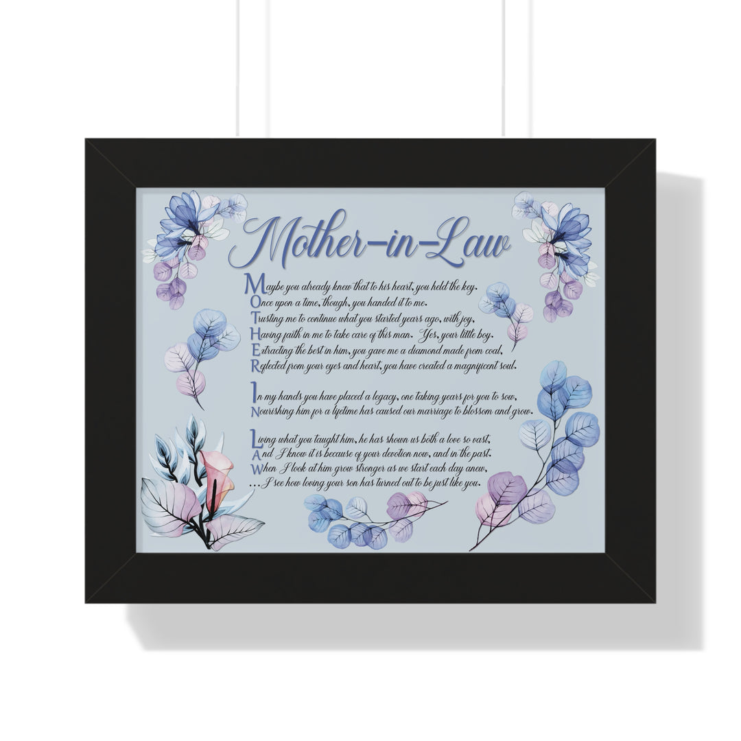 Framed Print - Acrostic Poem "Mother-in-Law" Floral Design