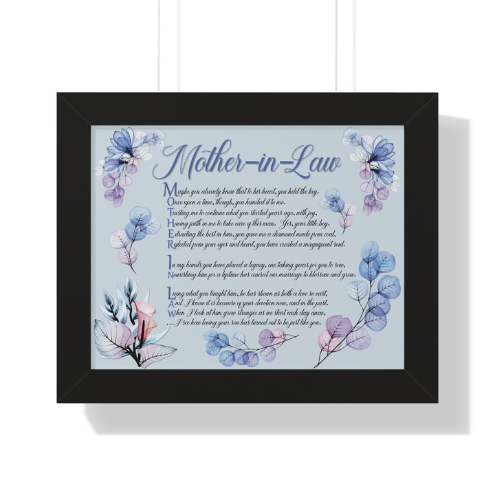Framed Print - Acrostic Poem "Mother-in-Law" Floral Design
