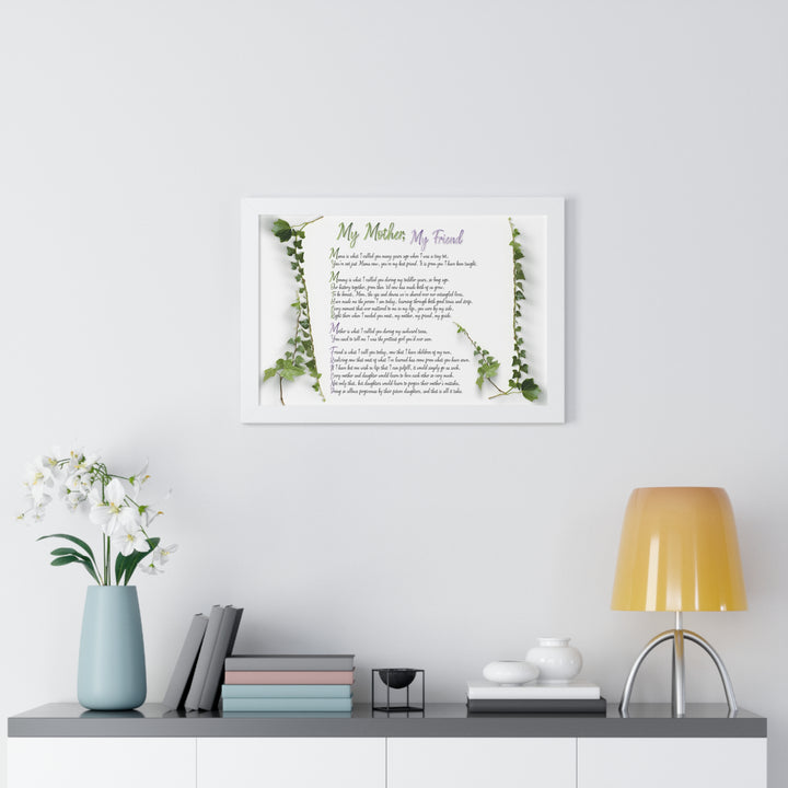 "My Mother, My Friend" Framed Acrostic Poem Print - Soft