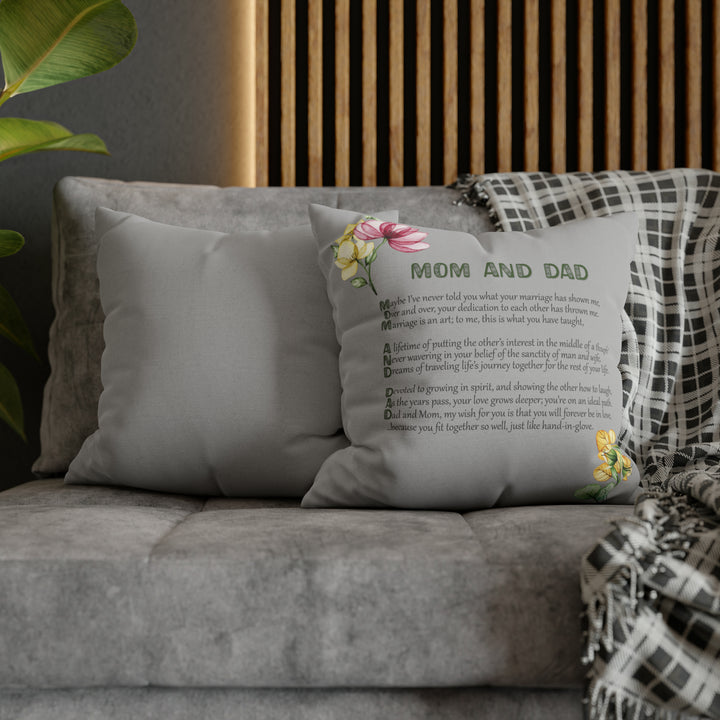 It's Just a Phrase "Mom and Dad" Acrostic Poem Grey Pillow Case/Cover