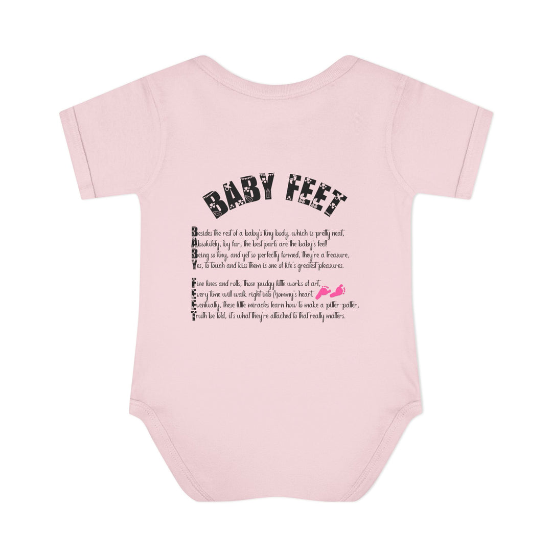 Baby Steps "Baby Feet" Acrostic Poem Bodysuit - Pink Footprints