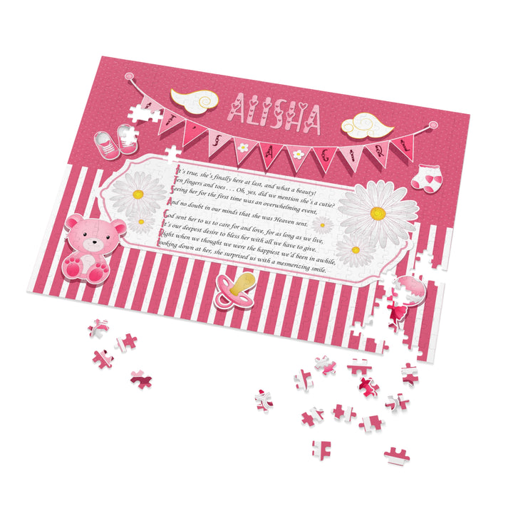 It's a Girl Acrostic Poem Puzzle - Banner and Stripes - Personalized