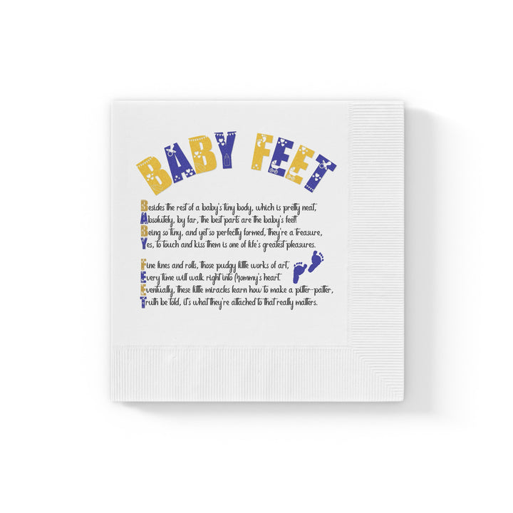 Baby Feet Baby Shower Coined Napkins -Blue Footprints