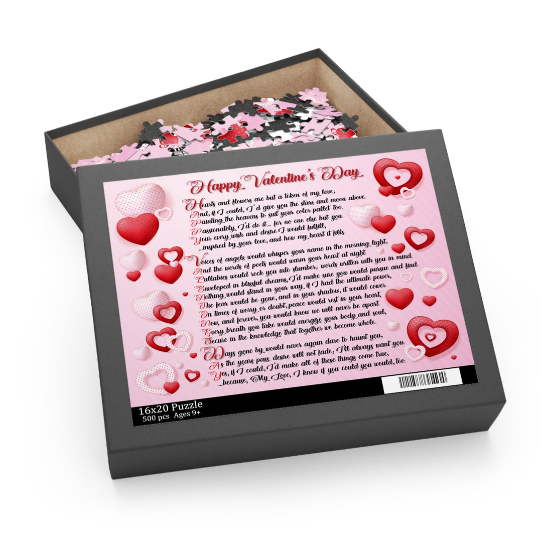Happy Valentine's Day Acrostic Poem Puzzle - Pink and Red Hearts
