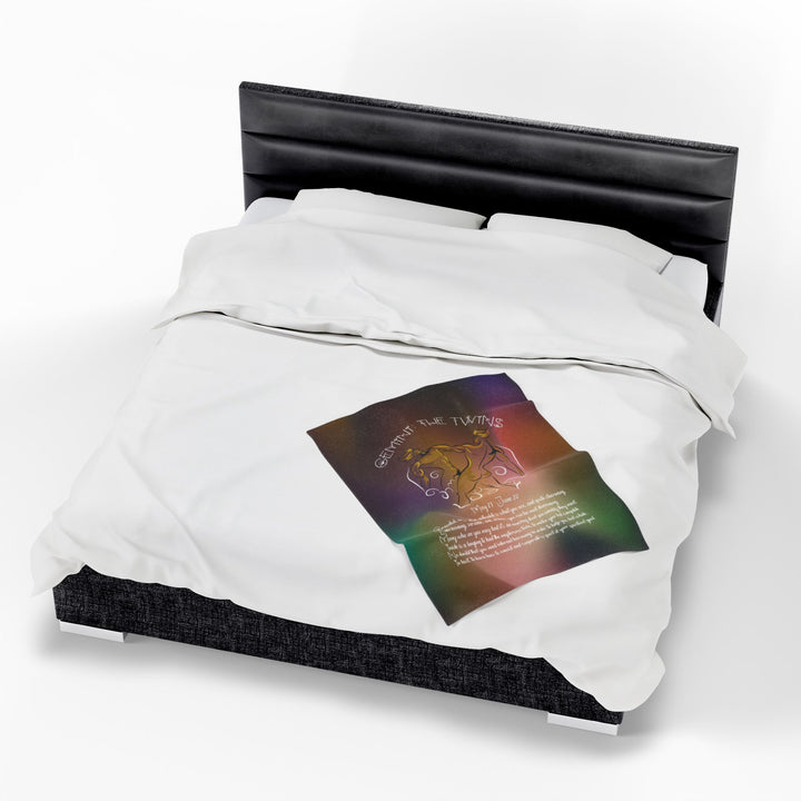 Gemini Acrostic Poem Velveteen Plush Blanket - Colored