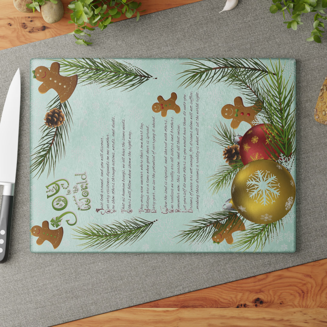 It's Just a Phrase Glass Cutting Board - "Joy to the World"