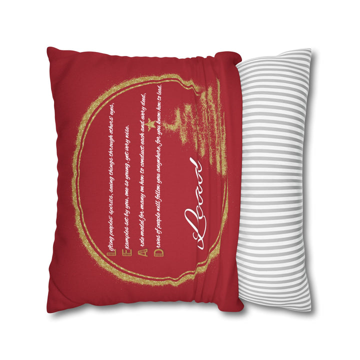 "Lead" Acrostic Poem Pillow Cover from "Learn, Lead, Believe" Collection - Red