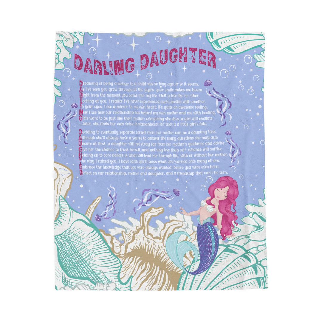 Darling Daughter Acrostic Poem Velveteen Plush Blanket - Mermaid Design