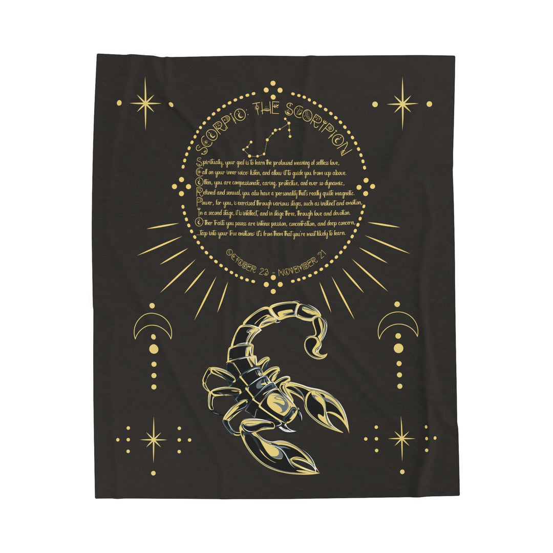 Written in the Stars Velveteen plush blanket with acrostic poem spelling out "Scorpio"