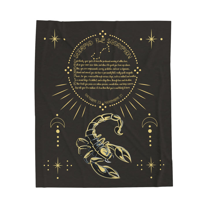 Written in the Stars Velveteen plush blanket with acrostic poem spelling out "Scorpio"